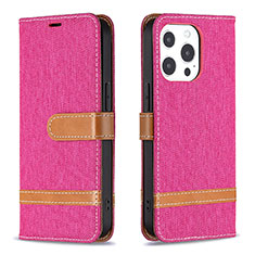 Custodia Portafoglio In stoffa con Supporto per Apple iPhone 14 Pro Rosa Caldo