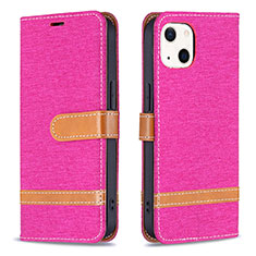 Custodia Portafoglio In stoffa con Supporto per Apple iPhone 14 Rosa Caldo