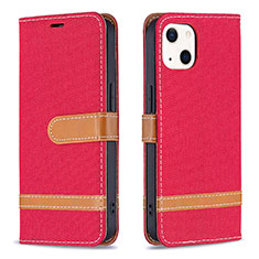 Custodia Portafoglio In stoffa con Supporto per Apple iPhone 14 Rosso