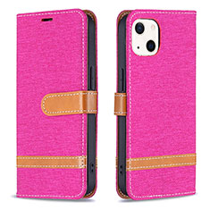 Custodia Portafoglio In stoffa con Supporto per Apple iPhone 15 Plus Rosa Caldo