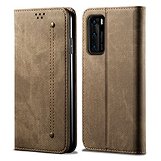 Custodia Portafoglio In stoffa con Supporto per Huawei P40 Khaki