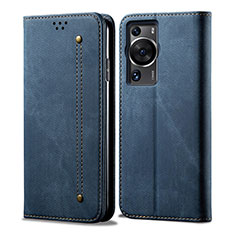 Custodia Portafoglio In stoffa con Supporto per Huawei P60 Blu