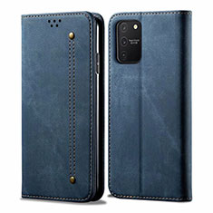 Custodia Portafoglio In stoffa con Supporto per Samsung Galaxy A91 Blu