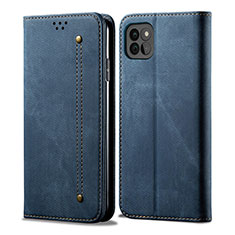 Custodia Portafoglio In stoffa con Supporto per Samsung Galaxy F42 5G Blu