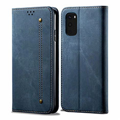 Custodia Portafoglio In stoffa con Supporto per Samsung Galaxy S20 FE 2022 5G Blu