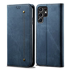 Custodia Portafoglio In stoffa con Supporto per Samsung Galaxy S21 Ultra 5G Blu