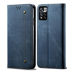 Custodia Portafoglio In stoffa con Supporto per Xiaomi Poco X4 NFC Blu