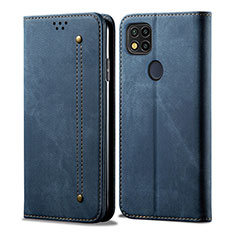 Custodia Portafoglio In stoffa con Supporto per Xiaomi Redmi 9 India Blu