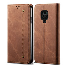 Custodia Portafoglio In stoffa con Supporto per Xiaomi Redmi Note 9 Pro Marrone