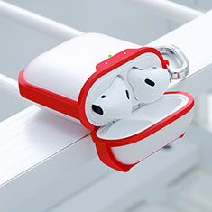 Custodia Portatile con Moschettone per AirPods Custodia di Ricarica C05 Rosso