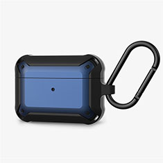 Custodia Portatile con Moschettone per AirPods Pro Custodia di Ricarica C03 Blu e Nero