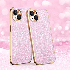 Custodia Silicone Cover Morbida Bling-Bling AC1 per Apple iPhone 14 Plus Oro Rosa