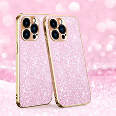 Custodia Silicone Cover Morbida Bling-Bling AC1 per Apple iPhone 15 Pro Oro Rosa