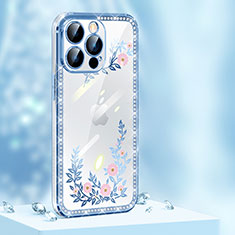 Custodia Silicone Cover Morbida Bling-Bling AT1 per Apple iPhone 13 Pro Blu
