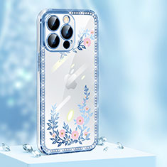Custodia Silicone Cover Morbida Bling-Bling AT1 per Apple iPhone 14 Pro Blu