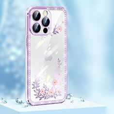 Custodia Silicone Cover Morbida Bling-Bling AT1 per Apple iPhone 14 Pro Viola