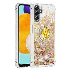 Custodia Silicone Cover Morbida Bling-Bling con Anello Supporto S01 per Samsung Galaxy A04s Oro