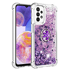 Custodia Silicone Cover Morbida Bling-Bling con Anello Supporto S01 per Samsung Galaxy A23 5G Viola