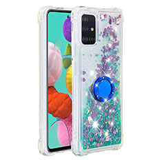 Custodia Silicone Cover Morbida Bling-Bling con Anello Supporto S01 per Samsung Galaxy A51 5G Verde