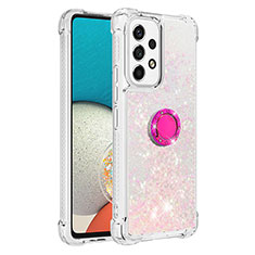 Custodia Silicone Cover Morbida Bling-Bling con Anello Supporto S01 per Samsung Galaxy A53 5G Rosa