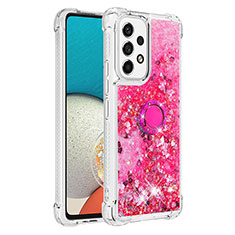 Custodia Silicone Cover Morbida Bling-Bling con Anello Supporto S01 per Samsung Galaxy A53 5G Rosa Caldo