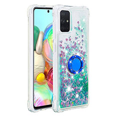 Custodia Silicone Cover Morbida Bling-Bling con Anello Supporto S01 per Samsung Galaxy A71 4G A715 Verde