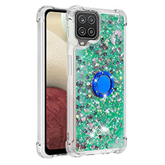 Custodia Silicone Cover Morbida Bling-Bling con Anello Supporto S01 per Samsung Galaxy F12 Verde