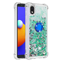 Custodia Silicone Cover Morbida Bling-Bling con Anello Supporto S01 per Samsung Galaxy M01 Core Verde