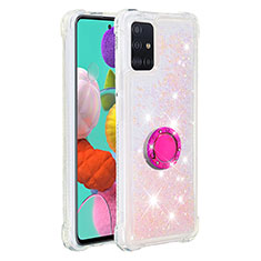 Custodia Silicone Cover Morbida Bling-Bling con Anello Supporto S01 per Samsung Galaxy M40S Rosa