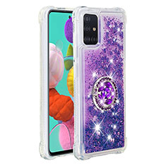 Custodia Silicone Cover Morbida Bling-Bling con Anello Supporto S01 per Samsung Galaxy M40S Viola