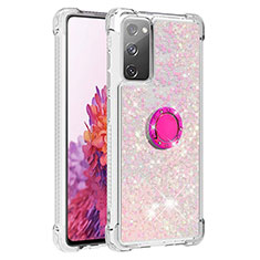 Custodia Silicone Cover Morbida Bling-Bling con Anello Supporto S01 per Samsung Galaxy S20 FE (2022) 5G Rosa