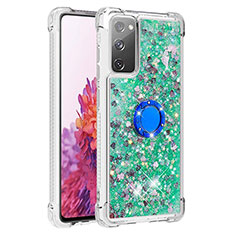 Custodia Silicone Cover Morbida Bling-Bling con Anello Supporto S01 per Samsung Galaxy S20 FE (2022) 5G Verde