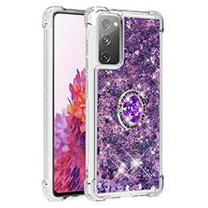 Custodia Silicone Cover Morbida Bling-Bling con Anello Supporto S01 per Samsung Galaxy S20 FE 5G Viola