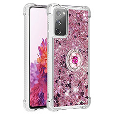 Custodia Silicone Cover Morbida Bling-Bling con Anello Supporto S01 per Samsung Galaxy S20 Lite 5G Rosso