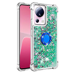 Custodia Silicone Cover Morbida Bling-Bling con Anello Supporto S01 per Xiaomi Mi 13 Lite 5G Verde