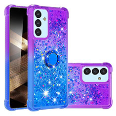 Custodia Silicone Cover Morbida Bling-Bling con Anello Supporto S02 per Samsung Galaxy A15 4G Viola