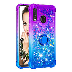 Custodia Silicone Cover Morbida Bling-Bling con Anello Supporto S02 per Samsung Galaxy A20e Viola