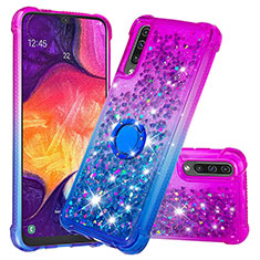 Custodia Silicone Cover Morbida Bling-Bling con Anello Supporto S02 per Samsung Galaxy A30S Viola