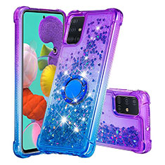 Custodia Silicone Cover Morbida Bling-Bling con Anello Supporto S02 per Samsung Galaxy A51 5G Viola