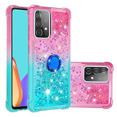 Custodia Silicone Cover Morbida Bling-Bling con Anello Supporto S02 per Samsung Galaxy A52 5G Rosa