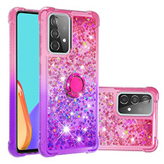 Custodia Silicone Cover Morbida Bling-Bling con Anello Supporto S02 per Samsung Galaxy A52s 5G Rosa Caldo