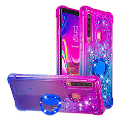 Custodia Silicone Cover Morbida Bling-Bling con Anello Supporto S02 per Samsung Galaxy A9 (2018) A920 Viola