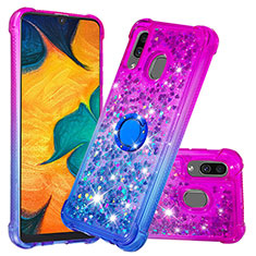 Custodia Silicone Cover Morbida Bling-Bling con Anello Supporto S02 per Samsung Galaxy M10S Viola