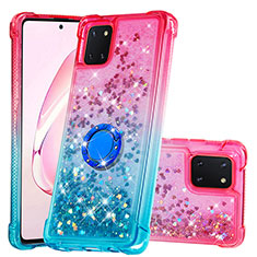 Custodia Silicone Cover Morbida Bling-Bling con Anello Supporto S02 per Samsung Galaxy M60s Rosa