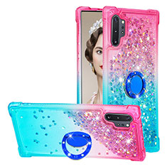 Custodia Silicone Cover Morbida Bling-Bling con Anello Supporto S02 per Samsung Galaxy Note 10 Plus 5G Rosa