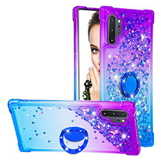 Custodia Silicone Cover Morbida Bling-Bling con Anello Supporto S02 per Samsung Galaxy Note 10 Plus 5G Viola