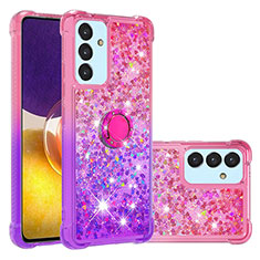 Custodia Silicone Cover Morbida Bling-Bling con Anello Supporto S02 per Samsung Galaxy Quantum2 5G Rosa Caldo