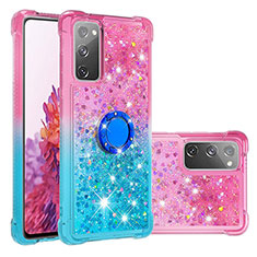 Custodia Silicone Cover Morbida Bling-Bling con Anello Supporto S02 per Samsung Galaxy S20 FE 4G Rosa