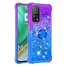 Custodia Silicone Cover Morbida Bling-Bling con Anello Supporto S02 per Xiaomi Mi 10T 5G Viola