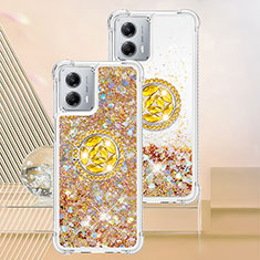 Custodia Silicone Cover Morbida Bling-Bling con Anello Supporto YB1 per Motorola Moto G 5G (2023) Oro